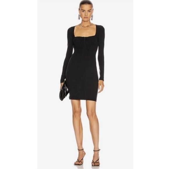 Jonathan Simkhai Dress Women Large‎ Black Bustier Sweater Bodycon Cocktail Party - Picture 1 of 16